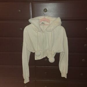 BDG Cropped Cream Faux Fur Jacket Size S